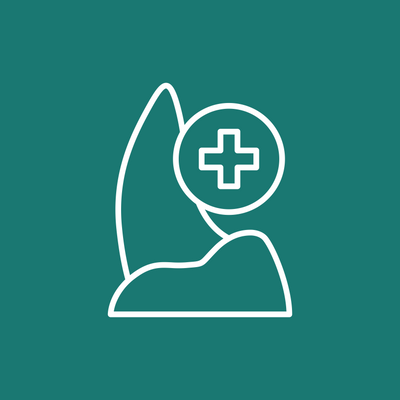 a tooth with a plus symbol