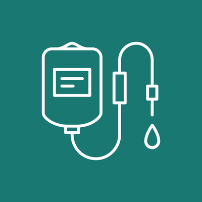 medical fluid bag with an IV line connected to a catheter