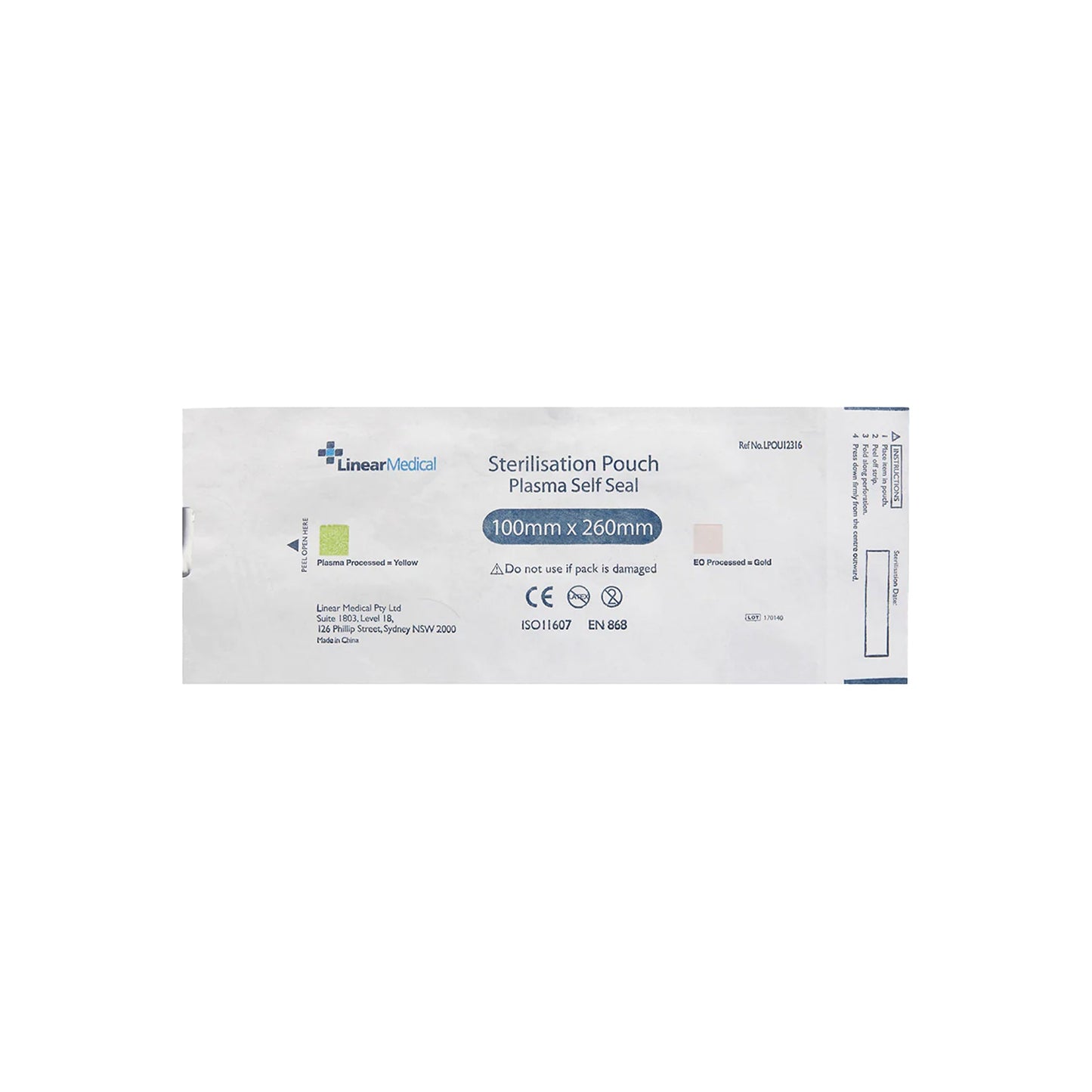 Plasma Self Seal Pouch, 100x260mm